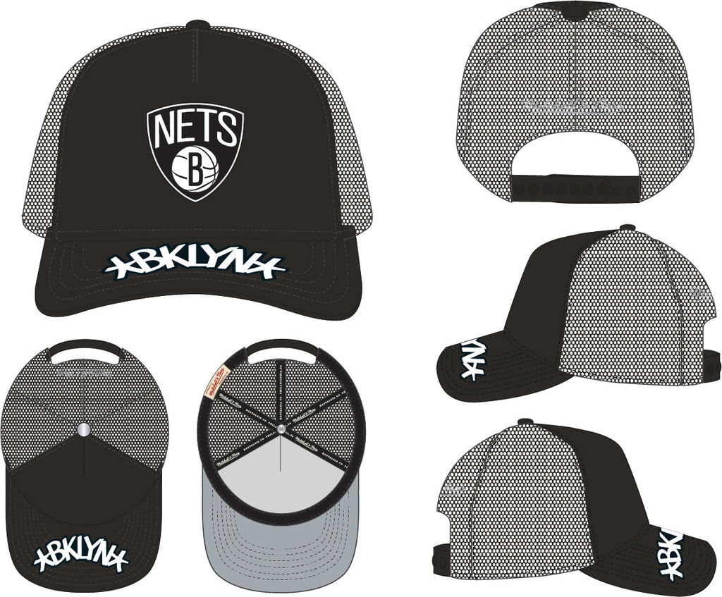 Mens Brooklyn Nets NBA Puff The Magic Trucker Mitchell & Ness Snapback Hat product image 4, provided for visual reference