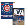 Chicago Cubs 2016 World Series Champions 28X40 Premium 2-Sided Vertical Flag product image 1, provided for visual reference