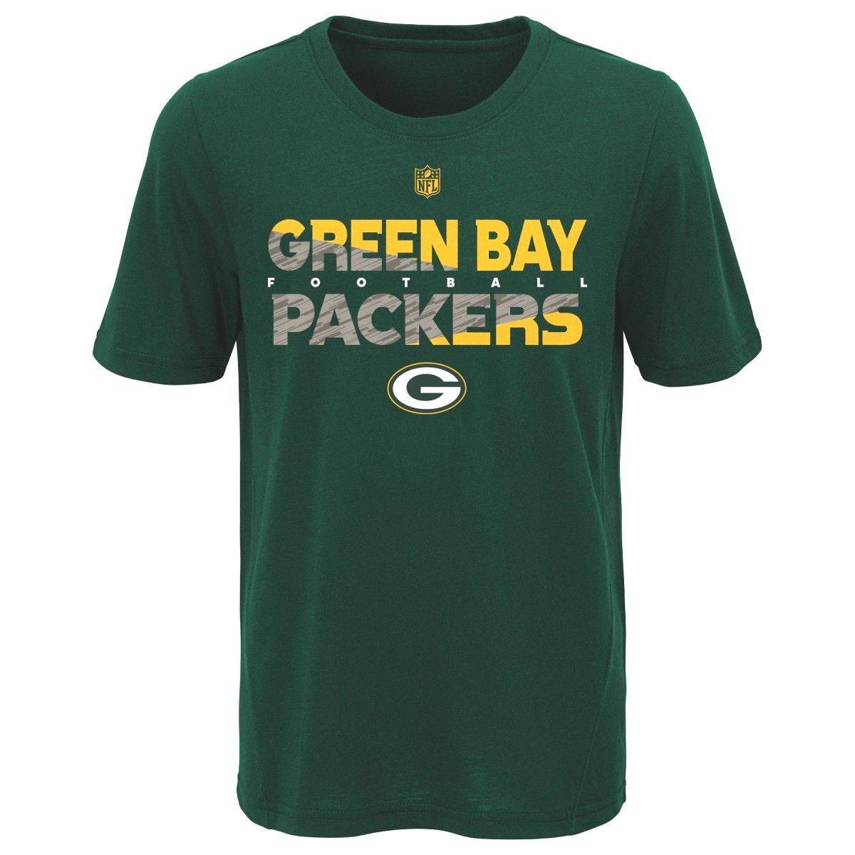 Green Bay Packers Youth NFL Flux Dual Blend Short Sleeve T-Shirt product image 1, provided for visual reference and product