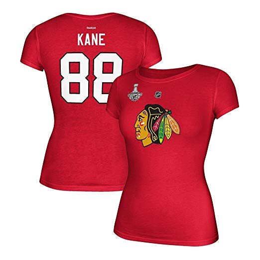 Chicago Blackhawks Patrick Kane 2015 Stanley Cup Champ T-Shirt for Women product image 1, provided for visual reference and