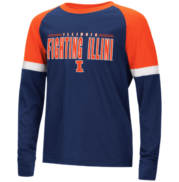 Illinois Fighting Illini Colosseum Youth Ollie Long Sleeve Raglan T-Shirt product image 1, provided for visual reference and