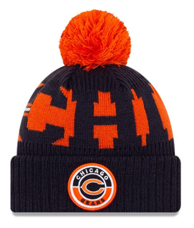 Chicago Bears New Era Navy/Orange 20 NFL Sideline Official Alternate C Logo Sport Pom Cuffed Knit Hat for Men product image