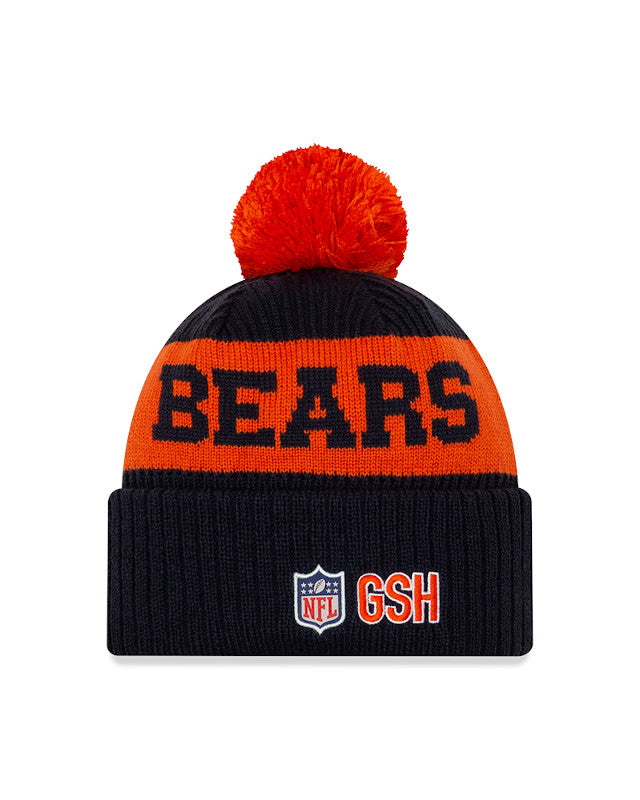 Chicago Bears New Era Navy/Orange 2020 NFL Sideline Official Alternate B Logo Sport Pom Cuffed Knit Hat for Men product