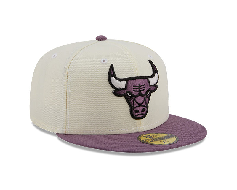 NBA Chicago Bulls 59Fifty Cream/Purple 2 Tone Fitted Hat for Men product image 3, provided for visual reference and product