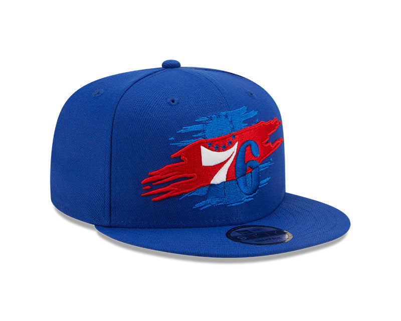 Philadelphia 76ers Logo Tear Blue New Era 9FIFTY Snapback Hat product image 3, provided for visual reference and product