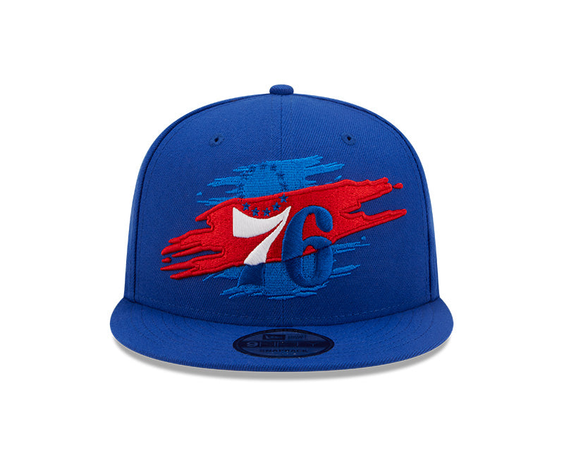 Philadelphia 76ers Logo Tear Blue New Era 9FIFTY Snapback Hat product image 2, provided for visual reference and product