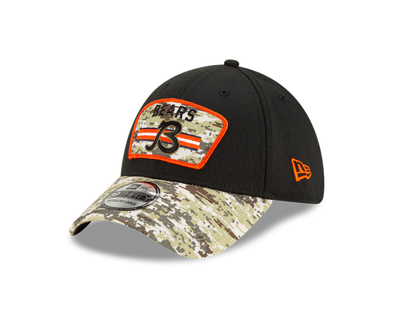 Chicago Bears New Era Black 2021 Salute to Service "B" Logo 39THIRTY Flex Hat for Men product image 2, provided for visual