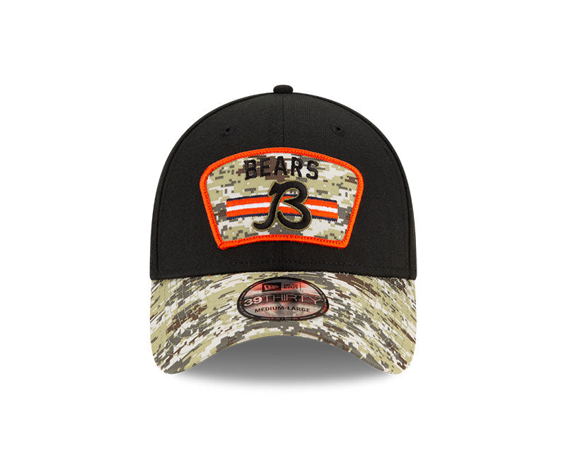 Chicago Bears New Era Black 2021 Salute to Service "B" Logo 39THIRTY Flex Hat for Men product image 3, provided for visual
