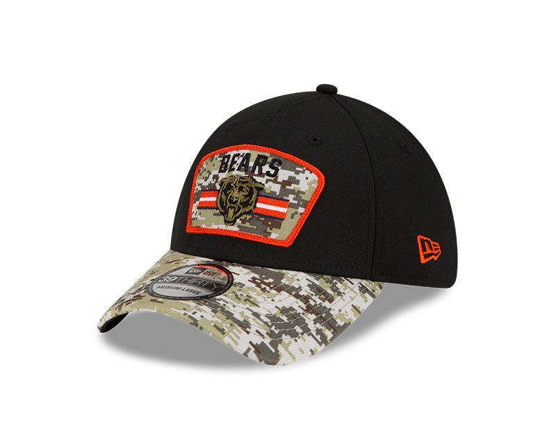 Chicago Bears New Era Black 2021 Salute to Service Historic Logo 39THIRTY Flex Hat for Men product image 2, provided for