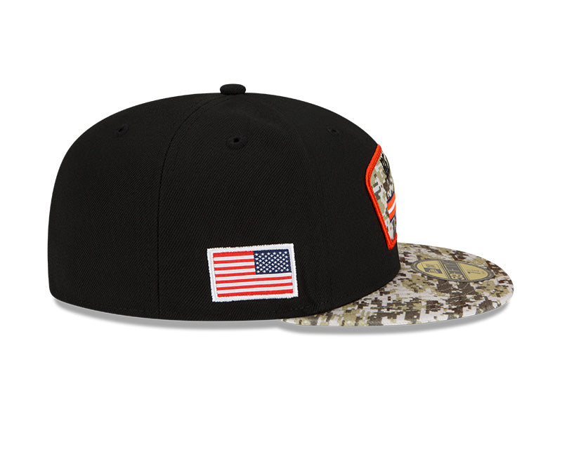 Chicago Bears B Logo New Era Black/Camo 2021 NFL Sideline Salute To Service 59FIFTY Fitted Hat for Men product image 6,