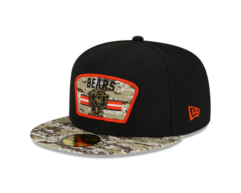 Chicago Bears Historic Logo New Era Black/Camo 2021 NFL Sideline Salute To Service 59FIFTY Fitted Hat for Men product image