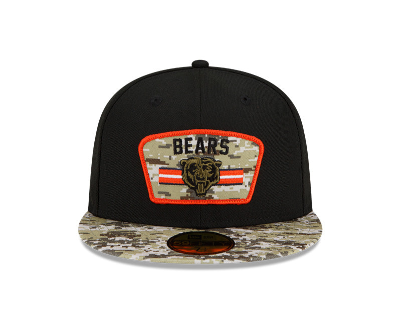 Chicago Bears Historic Logo New Era Black/Camo 2021 NFL Sideline Salute To Service 59FIFTY Fitted Hat for Men product image