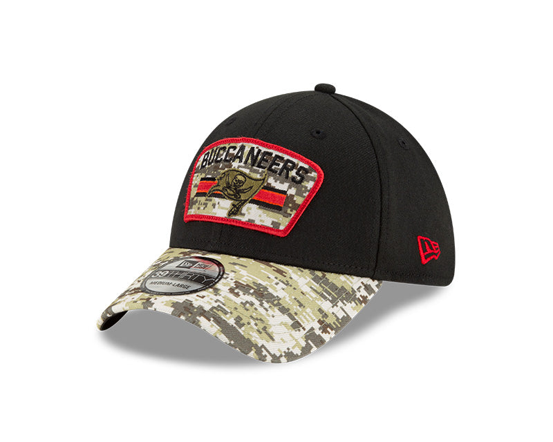 Tampa Bay Buccaneers New Era Black 2021 Salute to Service Primary Logo 39THIRTY Flex Hat for Men product image 2, provided