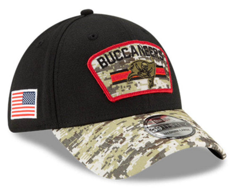 Tampa Bay Buccaneers New Era Black 2021 Salute to Service Primary Logo 39THIRTY Flex Hat for Men product image 1, provided