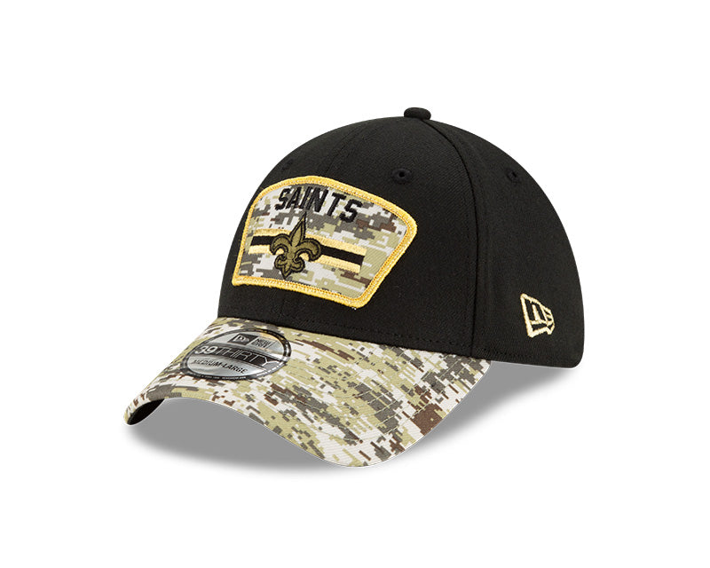 New Orleans Saints New Era Black 2021 Salute to Service Primary Logo 39THIRTY Flex Hat for Men product image 3, provided for
