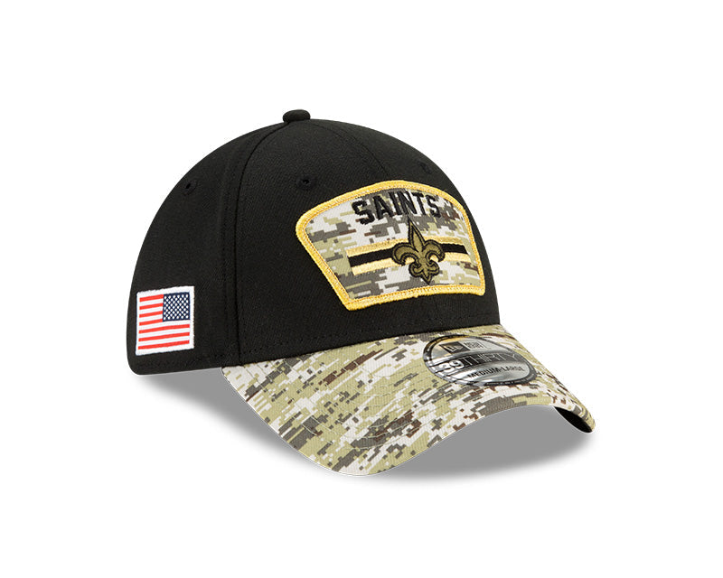 New Orleans Saints New Era Black 2021 Salute to Service Primary Logo 39THIRTY Flex Hat for Men product image 2, provided for
