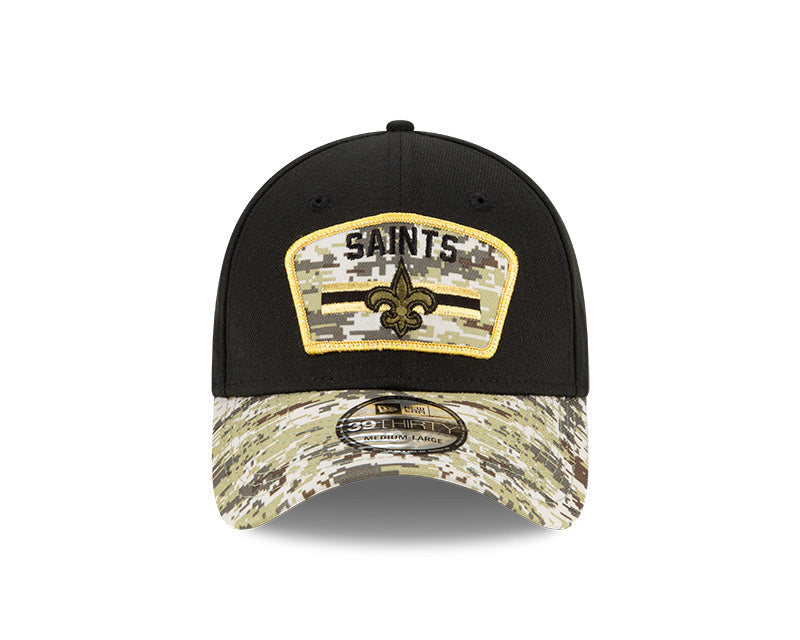 New Orleans Saints New Era Black 2021 Salute to Service Primary Logo 39THIRTY Flex Hat for Men product image 4, provided for