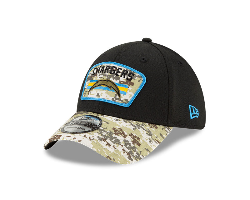 Los Angeles Chargers New Era Black 2021 Salute to Service Primary Logo 39THIRTY Flex Hat for Men product image 2, provided