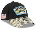 Los Angeles Chargers New Era Black 2021 Salute to Service Primary Logo 39THIRTY Flex Hat for Men product image 1, provided