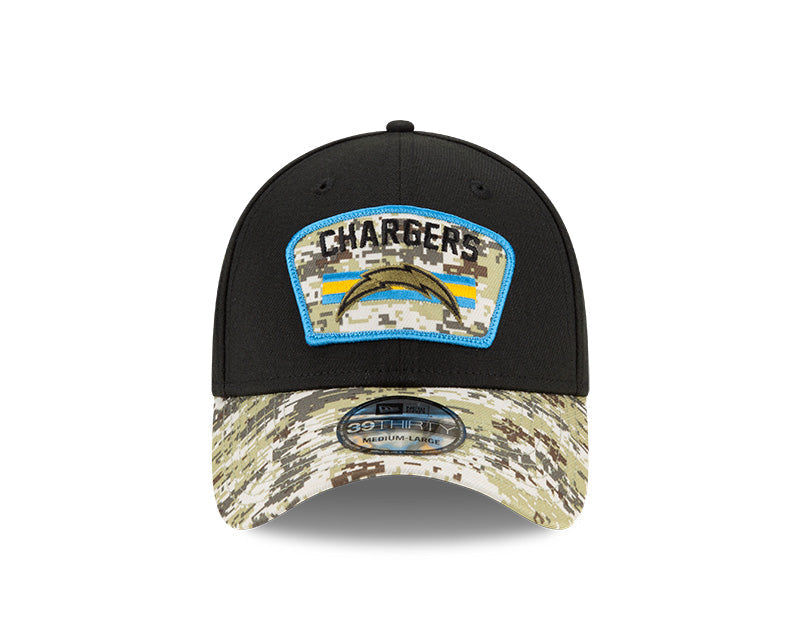 Los Angeles Chargers New Era Black 2021 Salute to Service Primary Logo 39THIRTY Flex Hat for Men product image 3, provided