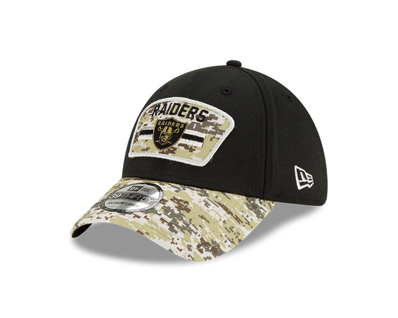 Las Vegas Raiders New Era Black 2021 Salute to Service Primary Logo 39THIRTY Flex Hat for Men product image 3, provided for