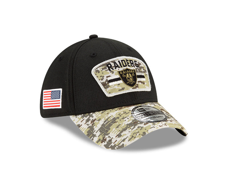 Las Vegas Raiders New Era Black 2021 Salute to Service Primary Logo 39THIRTY Flex Hat for Men product image 2, provided for
