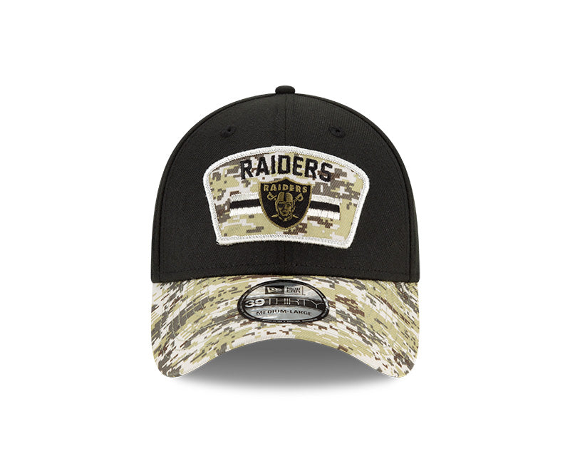 Las Vegas Raiders New Era Black 2021 Salute to Service Primary Logo 39THIRTY Flex Hat for Men product image 4, provided for