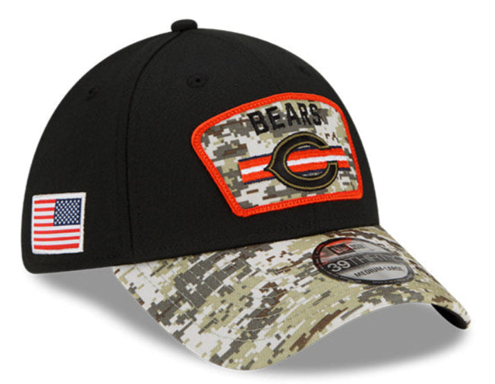 Chicago Bears New Era Black 2021 Salute to Service Primary Logo 39THIRTY Flex Hat for Men product image 1, provided for