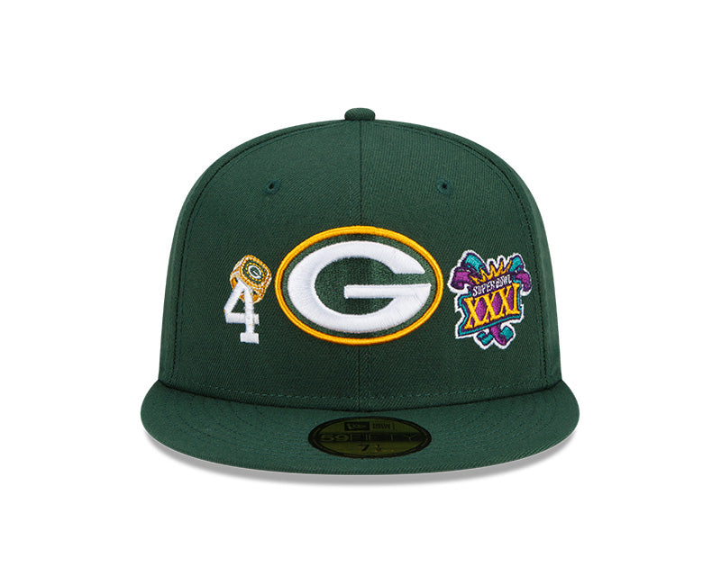 Green Bay Packers New Era Green 4 Time Champions 59FIFTY Fitted Hat product image 2, provided for visual reference and