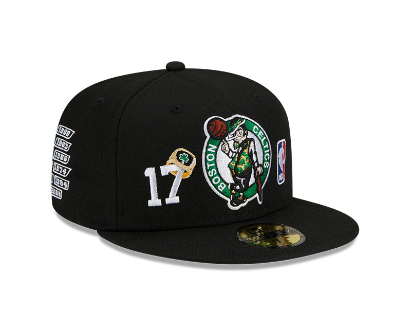 Boston Celtics 17 Time NBA Champions Edition Black New Era 59FIFTY Fitted Hat product image 2, provided for visual reference