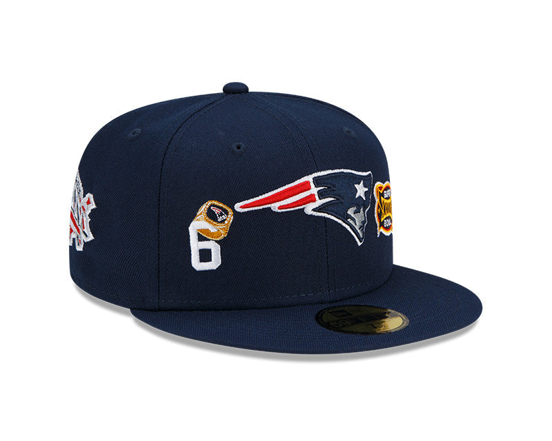 New England Patriots 6 Time Super Bowl Champions Edition Navy New Era 59FIFTY Fitted Hat product image 2, provided for