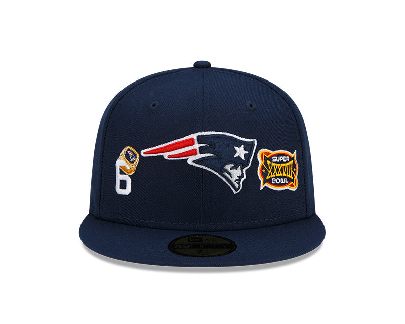 New England Patriots 6 Time Super Bowl Champions Edition Navy New Era 59FIFTY Fitted Hat product image 3, provided for