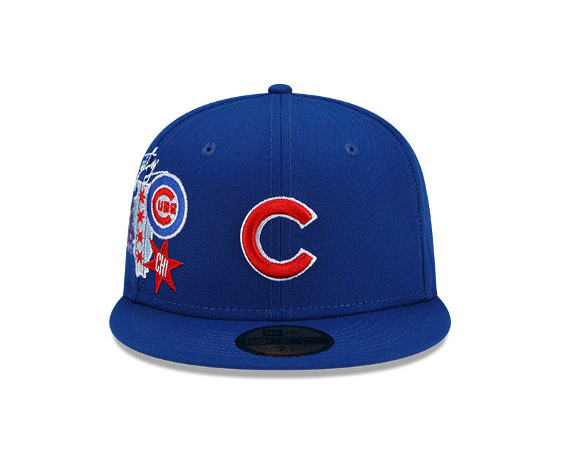 Chicago Cubs New Era Q4 Blue Windy City 59FIFTY Fitted Hat product image 3, provided for visual reference and product detail
