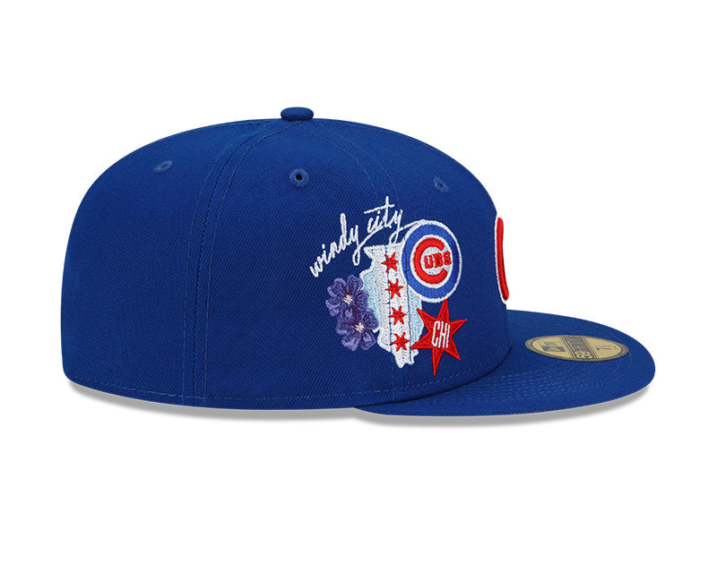 Chicago Cubs New Era Q4 Blue Windy City 59FIFTY Fitted Hat product image 6, provided for visual reference and product detail