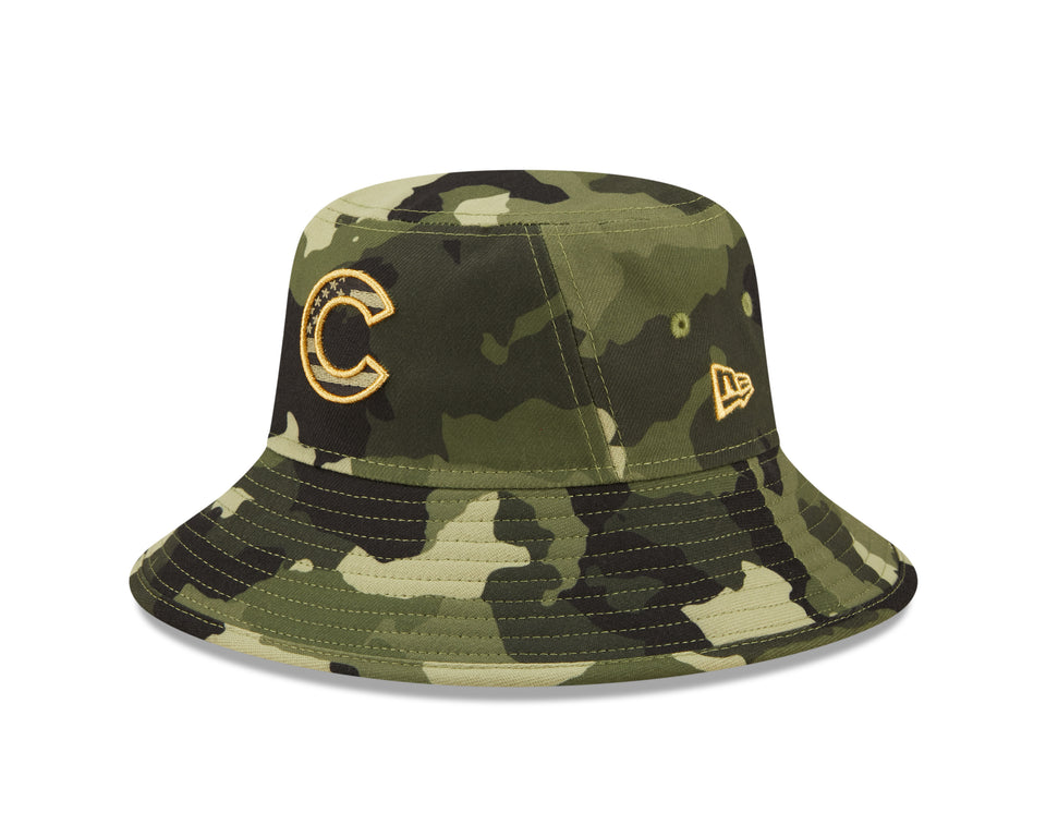 Chicago Cubs Camo 2022 Armed Forces Day Bucket Hat By New Era product image 3, provided for visual reference and product