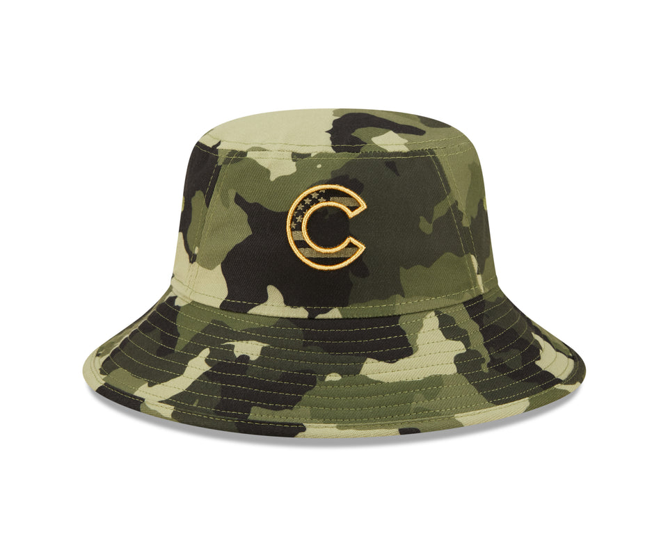 Chicago Cubs Camo 2022 Armed Forces Day Bucket Hat By New Era product image 2, provided for visual reference and product