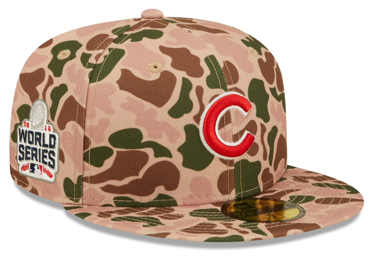 Chicago Cubs New Era 2016 World Series Duck Camo 59FIFTY Fitted Hat product image 1, provided for visual reference and
