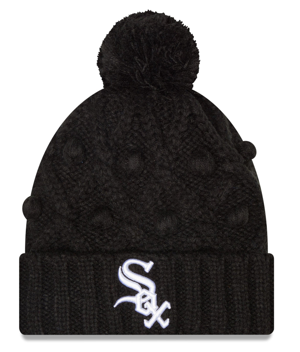 Chicago White Sox New Era Black Toasty Cuffed Pom Knit Hat for Women product image 1, provided for visual reference and