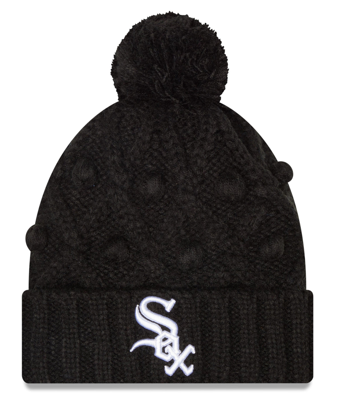 Chicago White Sox New Era Black Toasty Cuffed Pom Knit Hat for Women product image 1, provided for visual reference and
