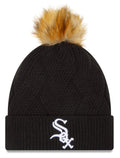 Chicago White Sox New Era Black Snowy Cuffed Knit Hat with Pom for Women product image 1, provided for visual reference and
