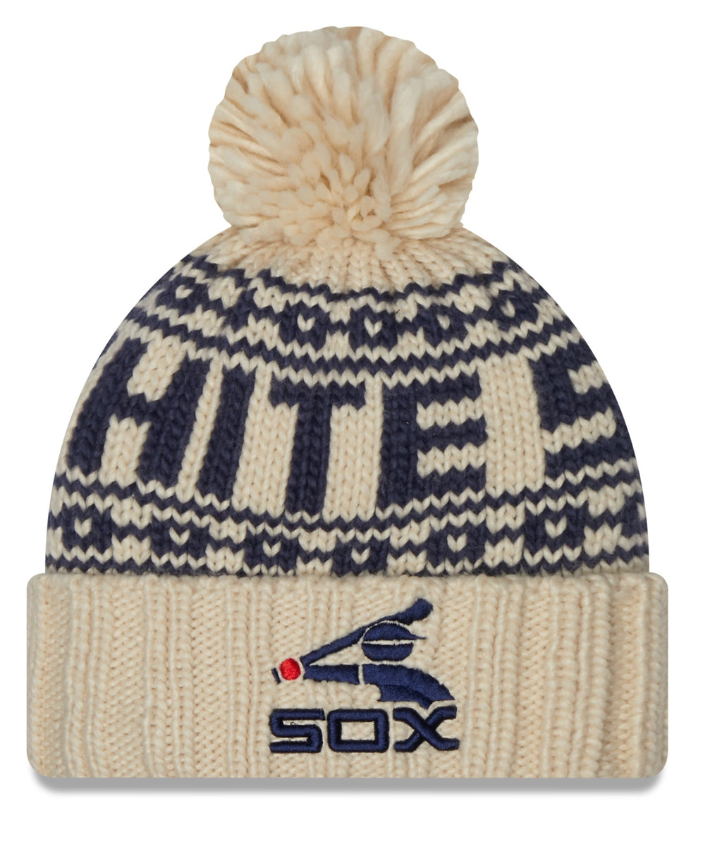 Chicago White Sox Cooperstown Collection New Era Cream Knitsport Cuffed Knit Hat with Pom for Women product image 1,