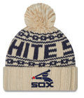 Chicago White Sox Cooperstown Collection New Era Cream Knitsport Cuffed Knit Hat with Pom for Women product image 1,