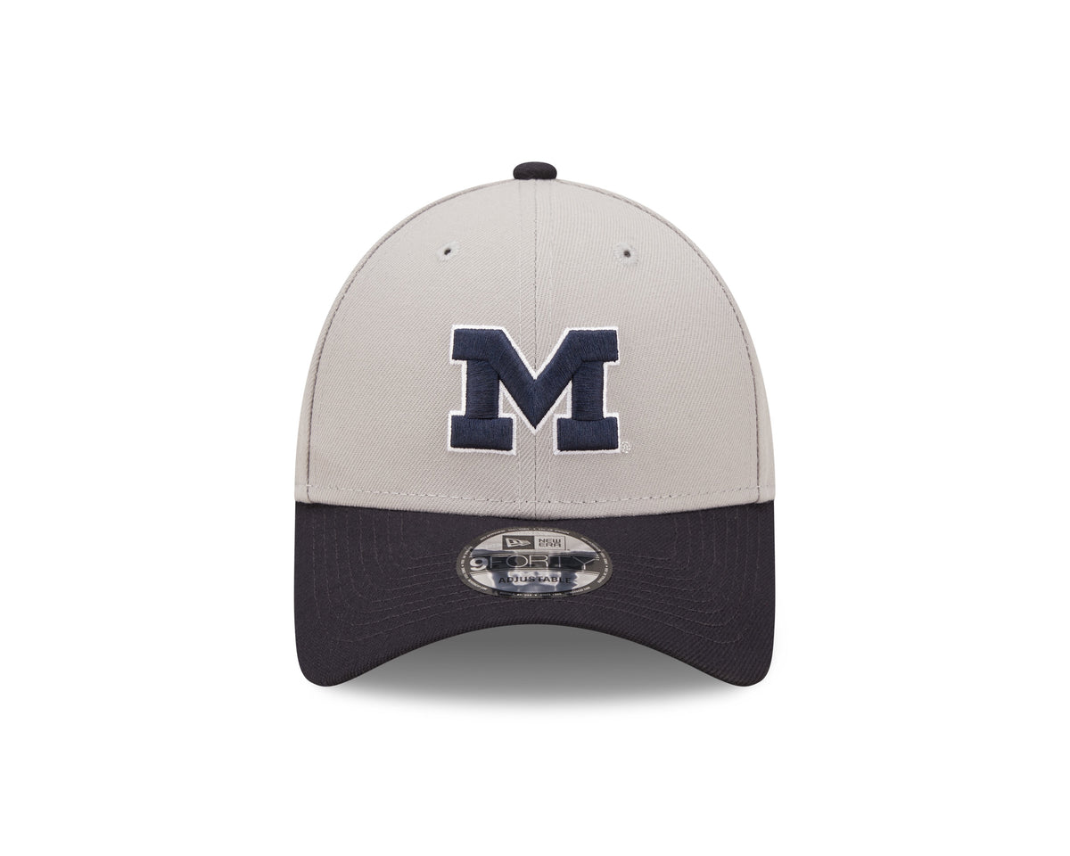 Michigan Wolverines Tide 2 Tone Gray/Navy NCAA New Era The League 9Forty Adjustable Hat product image 2, provided for visual