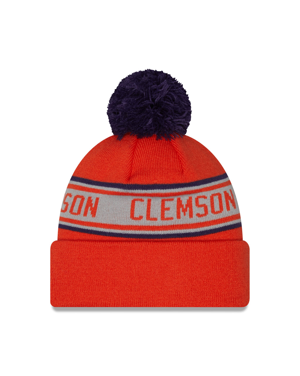 Clemson Tigers NCAA New Era Orange Repeat Cuffed Pom Knit Hat product image 3, provided for visual reference and product