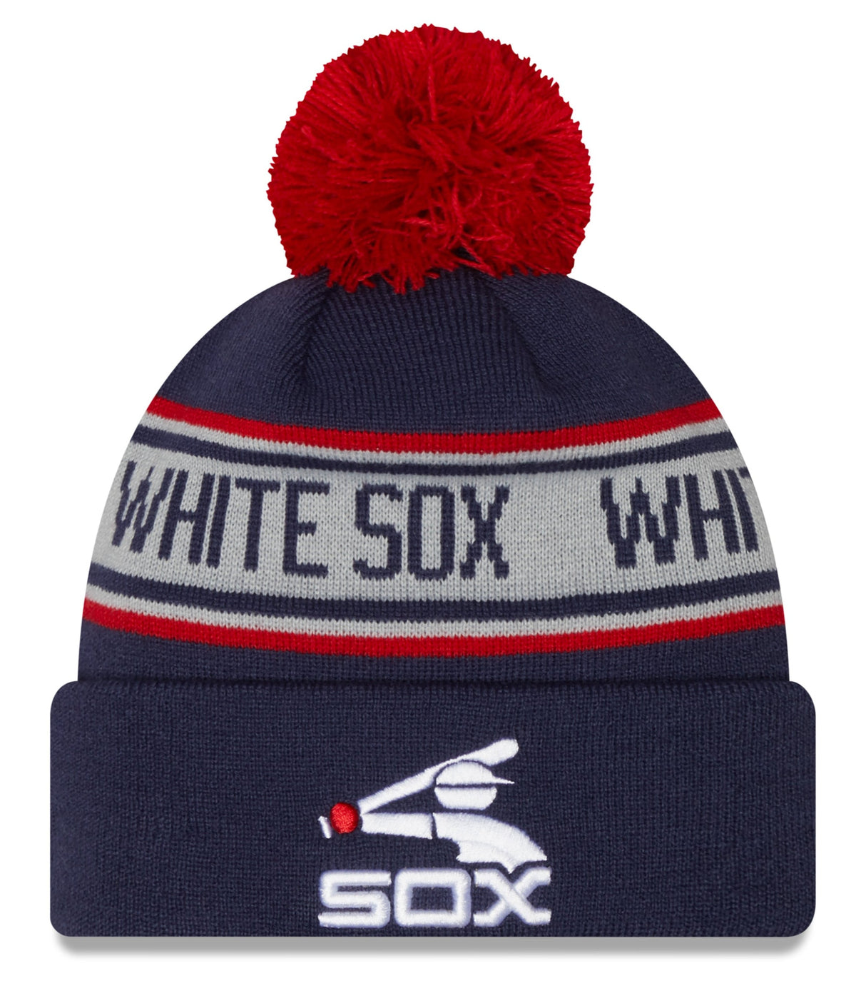 Child Chicago White Sox New Era Junior Cooperstown Collection Repeat Navy Cuffed Pom Knit Hat product image 1, provided for