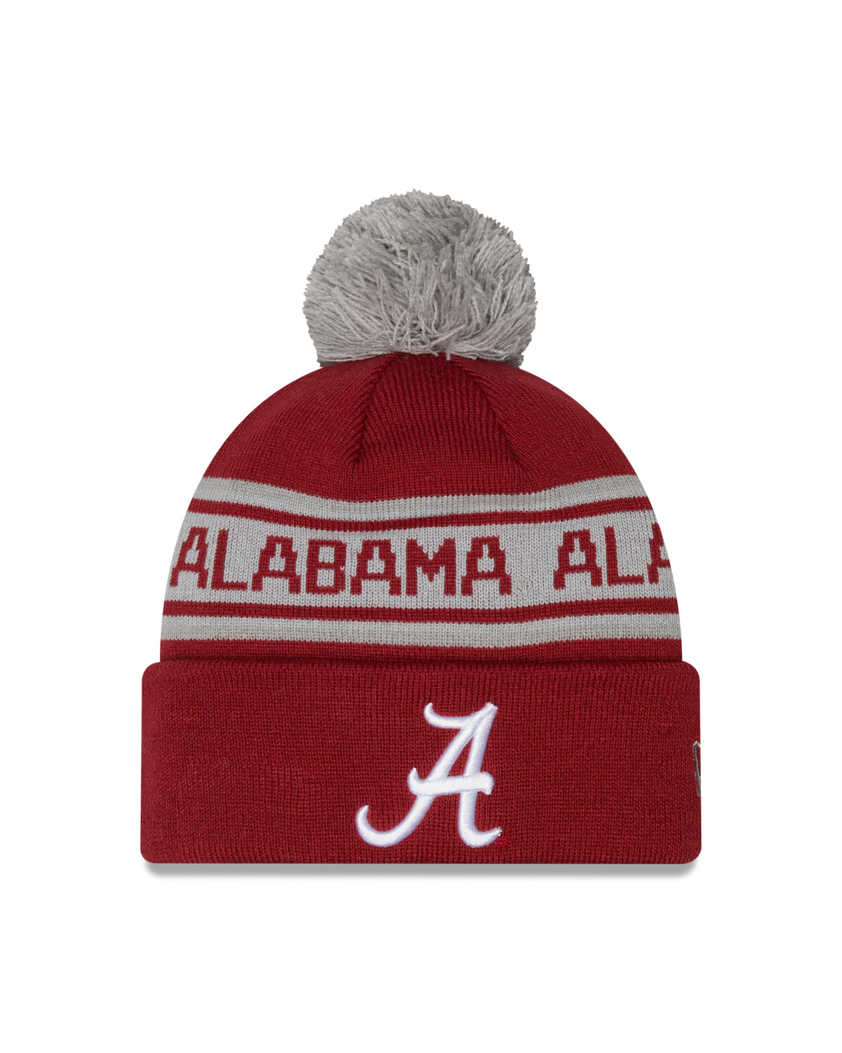 Alabama Crimson Tide NCAA New Era Crimson Repeat Cuffed Pom Knit Hat product image 2, provided for visual reference and