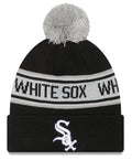 Chicago White Sox New Era Black Repeat Cuffed Pom Knit Hat product image 1, provided for visual reference and product detail