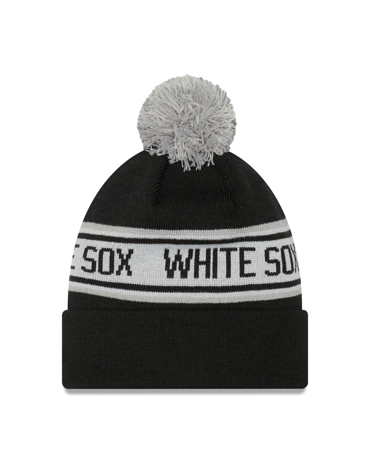 Child Chicago White Sox New Era Junior Repeat Black Cuffed Pom Knit Hat product image 2, provided for visual reference and