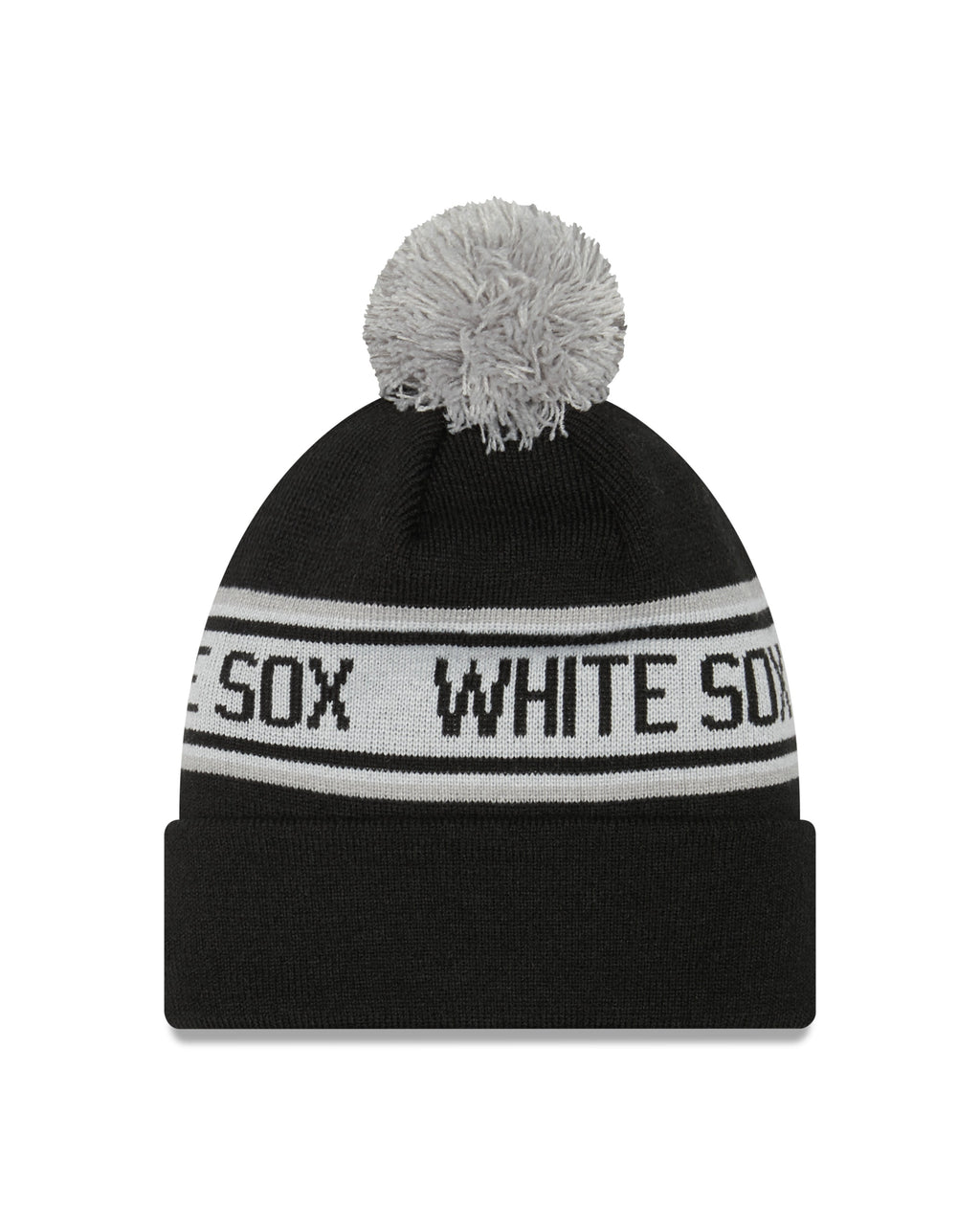 Youth Chicago White Sox New Era Junior Repeat Black Cuffed Pom Knit Hat product image 2, provided for visual reference and