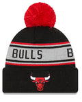 Youth Chicago Bulls New Era Junior Black Repeat Navy Cuffed Pom Knit Hat product image 1, provided for visual reference and